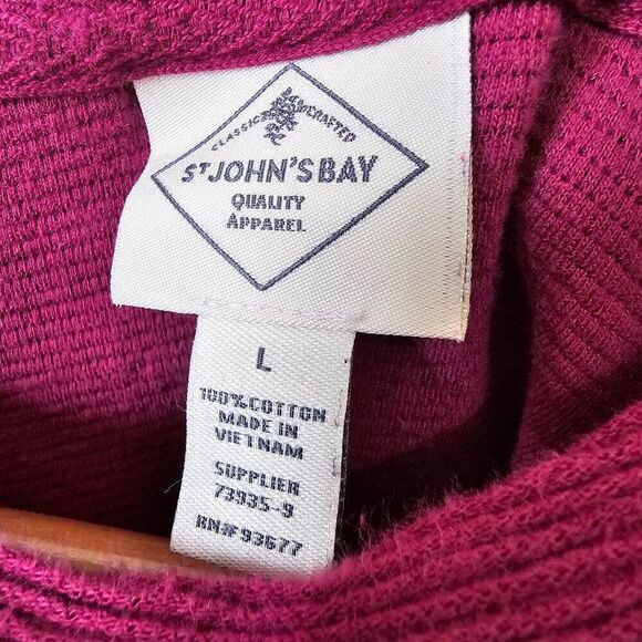 EUC ST JOHN'S BAY MAGENTA RIBBED CREW NECK BOXY PULLOVER SZ L - Picture 13 of 15